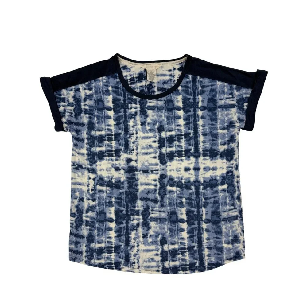 Lucky Brand 4-Piece Blue Tie Dye Lounge Set w/Tank Top, T-shirt, Shorts & Pants